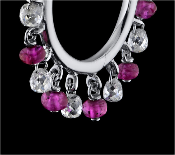 2.87CTTW Natural Colorless Diamond and Ruby Earrings - E4107 - Image 2