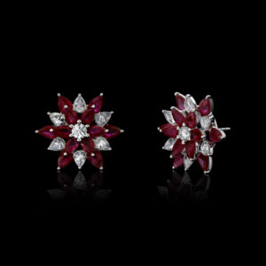 7.21CTTW Natural Colorless Diamond and Ruby Earrings - E5652