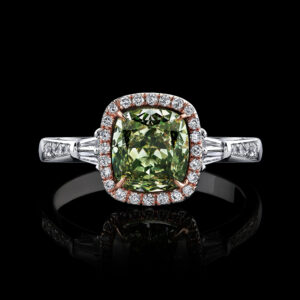 2.01CT CUSHION MODIFIED BRILLIANT, NATURAL FANCY BROWNISH GREENISH YELLOW DIAMOND - STYLE # 9042