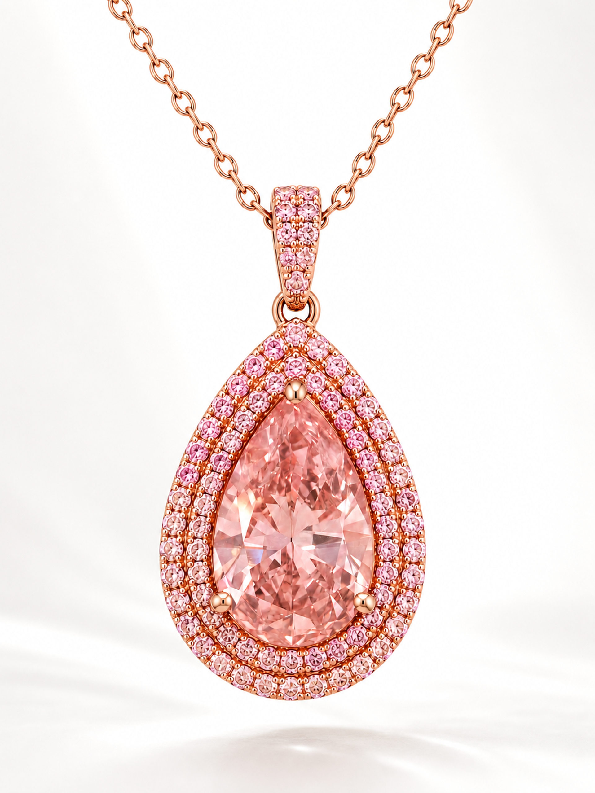 2.51CT PEAR SHAPE FANCY INTENSE ORANGEY PINK DIAMOND PENDANT - STYLE # RN1967 - Image 4