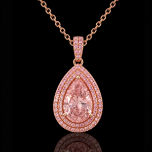 2.51CT PEAR SHAPE FANCY INTENSE ORANGEY PINK DIAMOND PENDANT - STYLE # RN1967