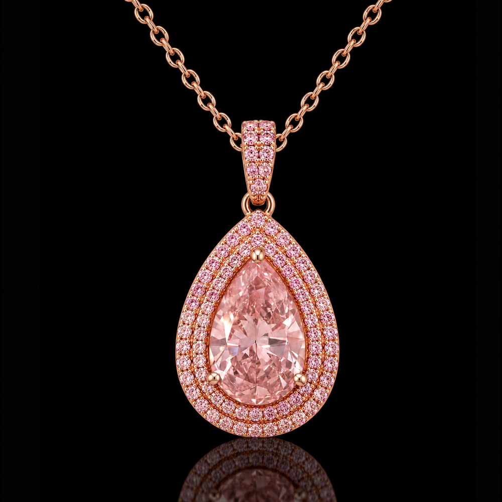 2.51CT PEAR SHAPE FANCY INTENSE ORANGEY PINK DIAMOND PENDANT - STYLE # RN1967