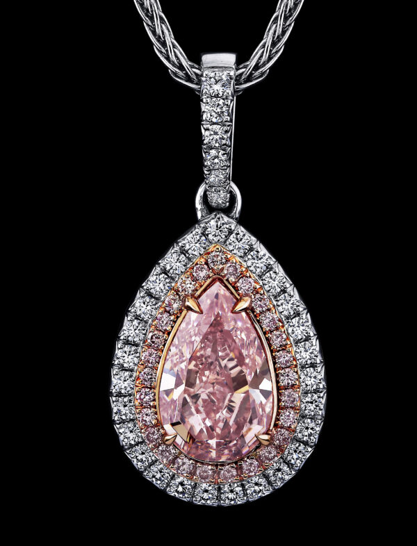 4.98CT PEAR SHAPE FANCY ORANGEY PINK NATURAL DIAMOND PENDANT VS2 - STYLE # N9020 - Image 2