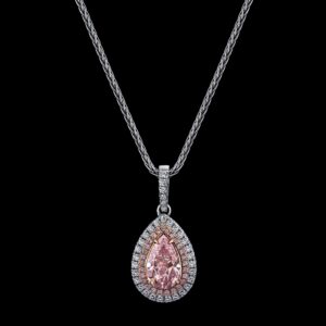 4.98CT PEAR SHAPE FANCY ORANGEY PINK NATURAL DIAMOND PENDANT VS2 - STYLE # N9020