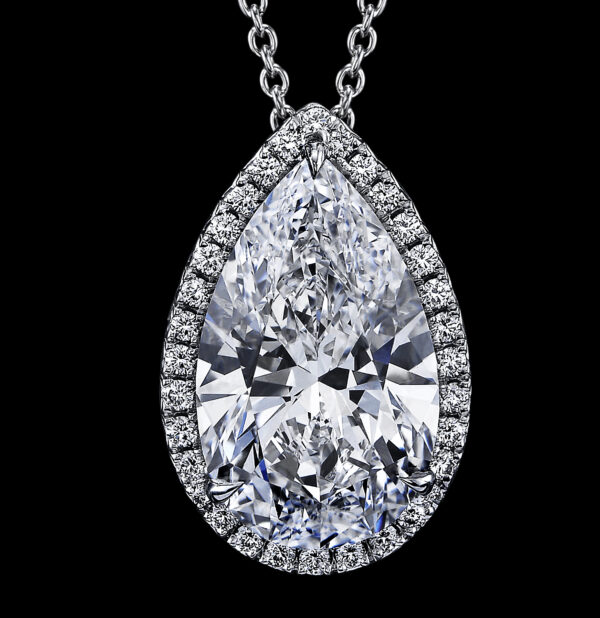 5.37CT PEAR SHAPE NATURAL DIAMOND PENDANT - E - VVS1 - STYLE # N9019 - Image 2