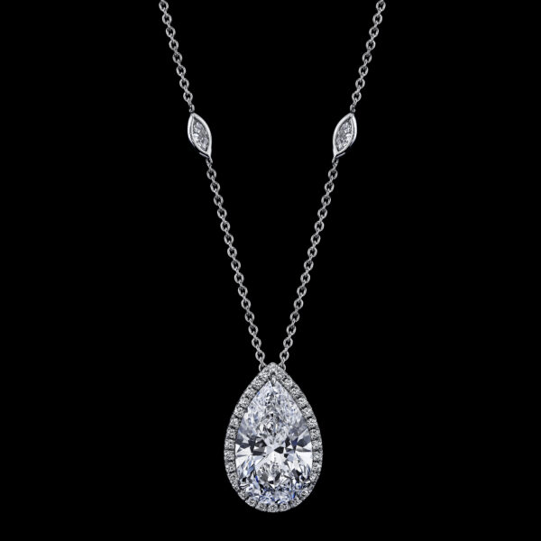 5.37CT PEAR SHAPE NATURAL DIAMOND PENDANT - E - VVS1 - STYLE # N9019