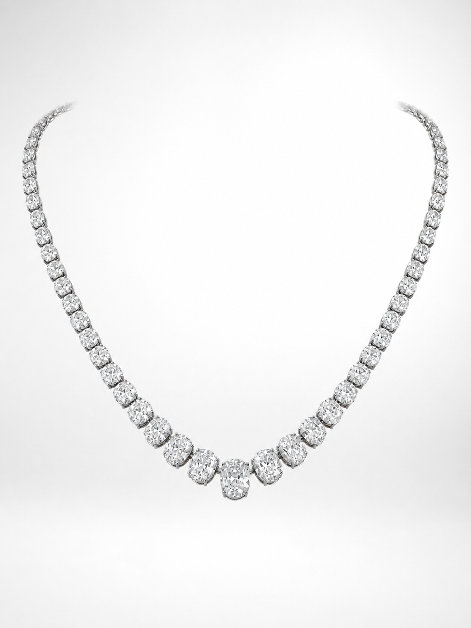 46.91CT GRADUATED OVAL SHAPE NATURAL DIAMOND NECKLACE - DEF - IF-VVS - STYLE # JAG4691 - Image 4
