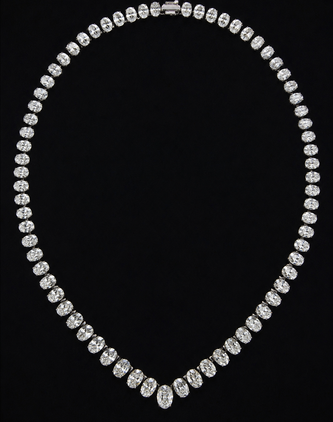 46.91CT GRADUATED OVAL SHAPE NATURAL DIAMOND NECKLACE - DEF - IF-VVS - STYLE # JAG4691 - Image 3