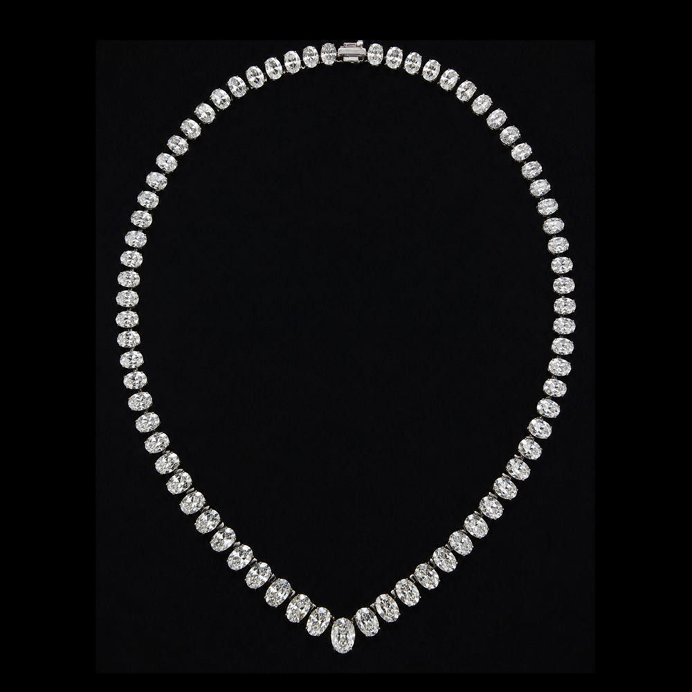 46.91CT GRADUATED OVAL SHAPE NATURAL DIAMOND NECKLACE - DEF - IF-VVS - STYLE # JAG4691