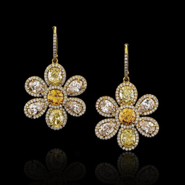 13.52CTTW FLOWERING PETALS DIAMOND EARRINGS - E9008