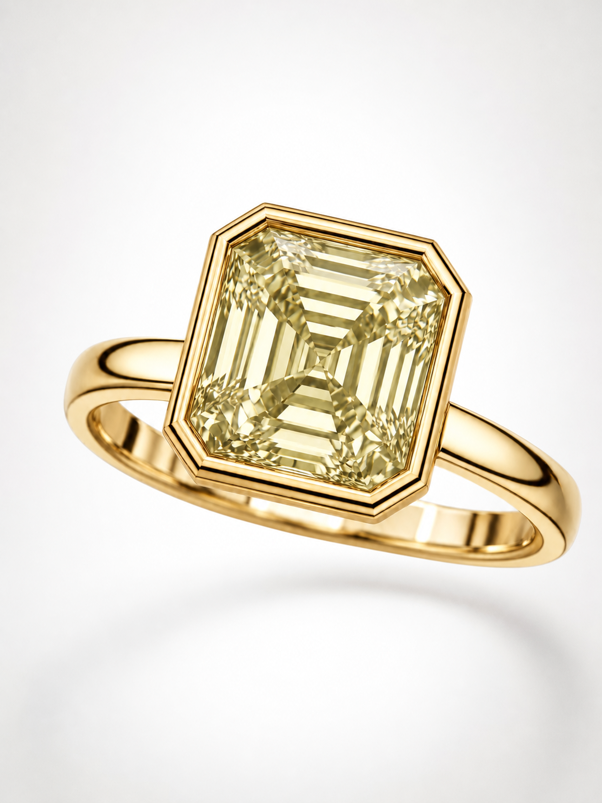 4.04CT ASSCHER CUT YELLOW DIAMOND RING - #NR404 - Image 4