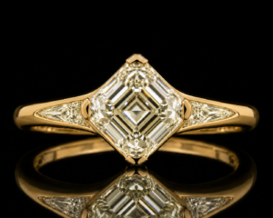 4.04CT ASSCHER CUT YELLOW DIAMOND RING - #NR404