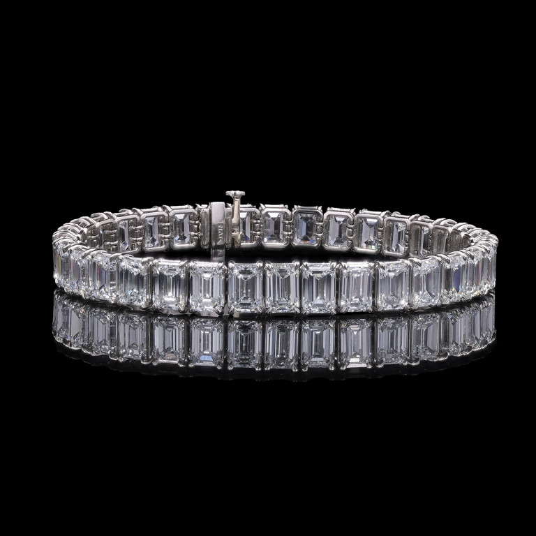 34.48CTTW EMERALD CUT DIAMOND LINE BRACELET - #BR49002