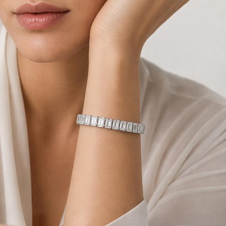 34.48CTTW EMERALD CUT DIAMOND LINE BRACELET - #BR49002 - Image 3