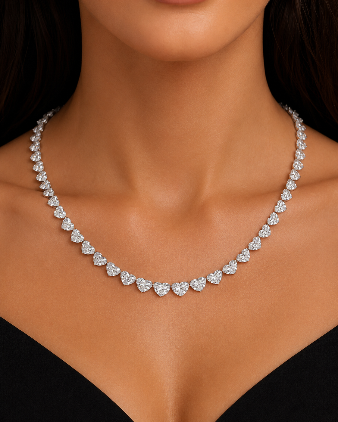 39.89CTTW NATURAL HEART SHAPE DIAMOND NECKLACE - #JAG3989 - Image 3