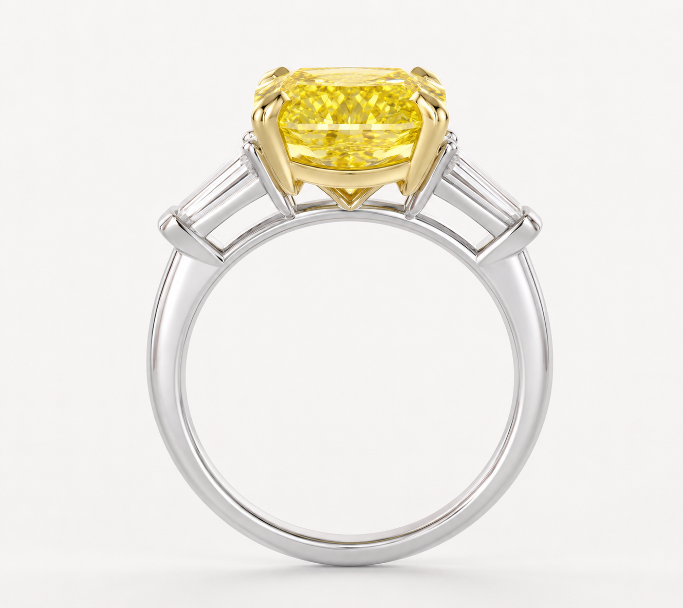 9.66CT FANCY VIVID YELLOW RADIANT CUT DIAMOND RING - Style #RN3357 - Image 4