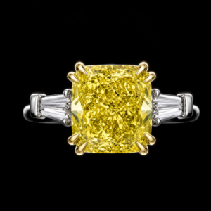 9.66CT FANCY VIVID YELLOW RADIANT CUT DIAMOND RING - Style #RN3357