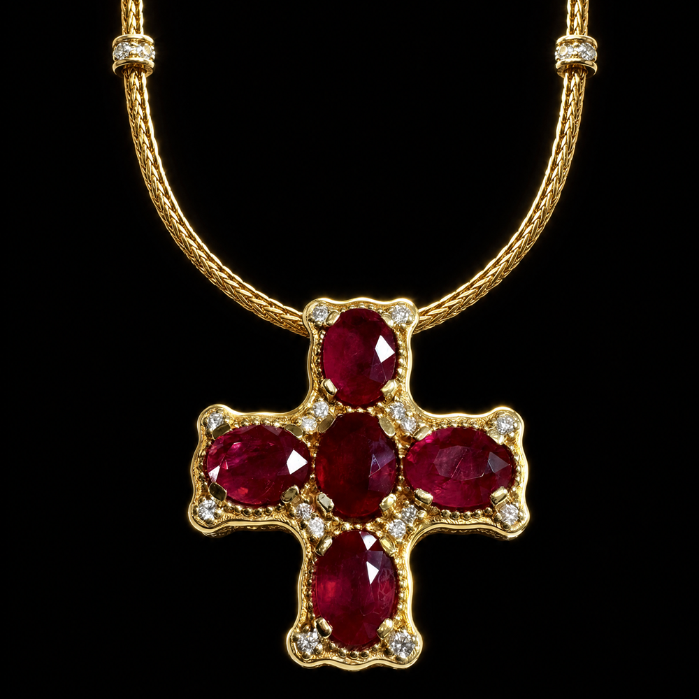 7.59CT RUBY AND DIAMOND NECKLACE - GG-296
