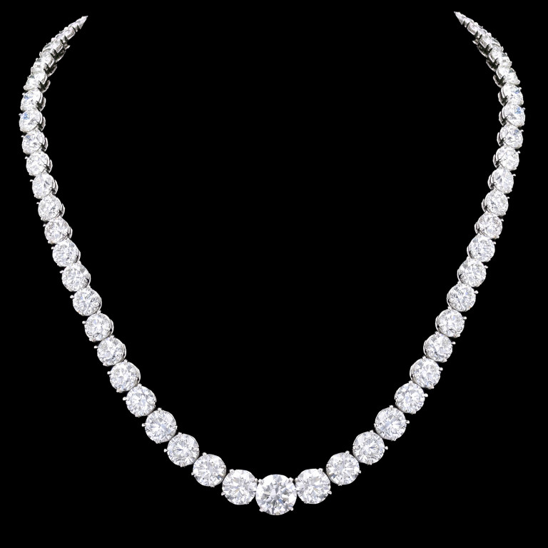 60.55CTTW PLATINUM RIVIERA NATURAL DIAMOND NECKLACE - STYLE #NK47983