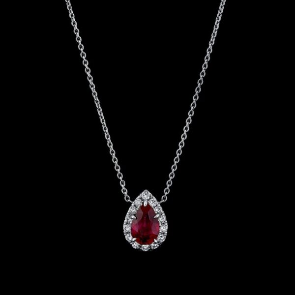 1.53CT RUBY VIVID RED MOZAMBIQUE RUBY AND DIAMOND NECKLACE - P9006