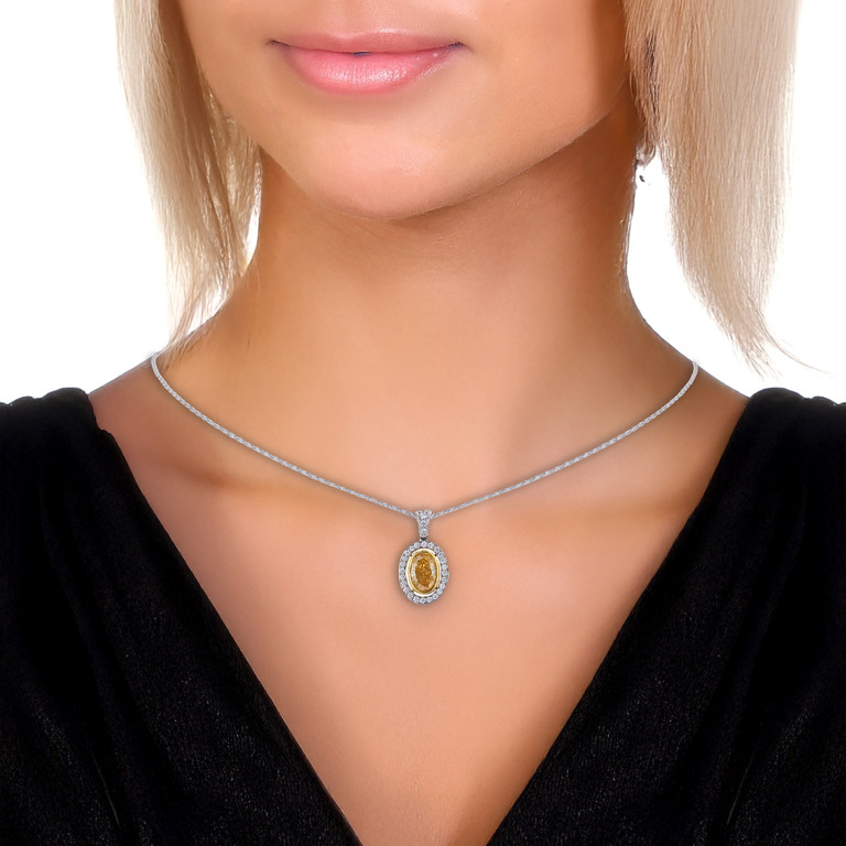 .60CT YELLOW AND COLORLESS DIAMOND PENDANT - #PD48879 - Image 3