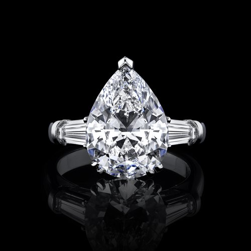 5.02CT PEAR SHAPE J- VVS2 DIAMOND RING - #R9036