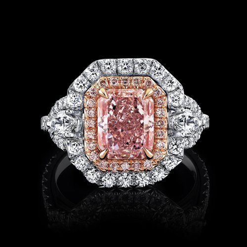 2.41CT  RADIANT CUT FANCY PURPLISH PINK DIAMOND RING - #R9071