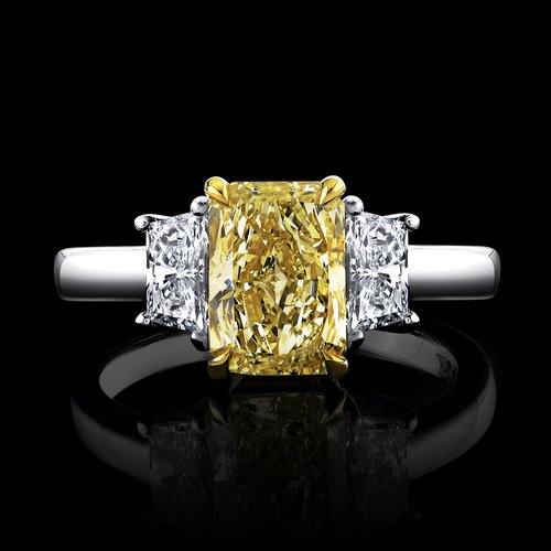 2.02CT RADIANT CUT FANCY LIGHT YELLOW DIAMOND RING - #R9077