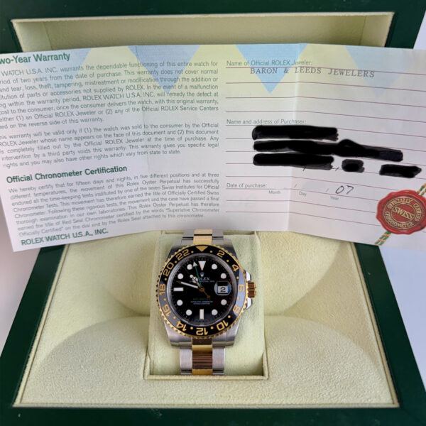 Rolex GMT Master II Black Dial YG/SS Oyster - Image 4