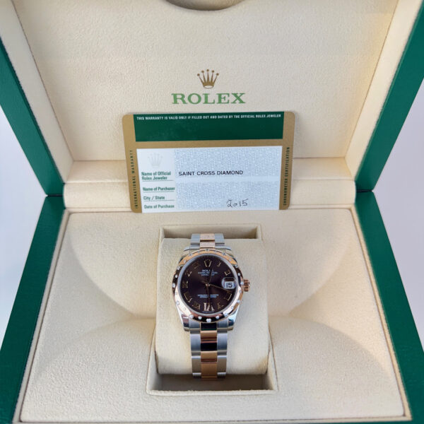 Rolex Datejust 31 mm Chocolate Roman Dial DIA Bezel RG/SS Oyster - Image 2