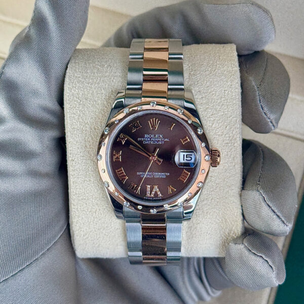 Rolex Datejust 31 mm Chocolate Roman Dial DIA Bezel RG/SS Oyster