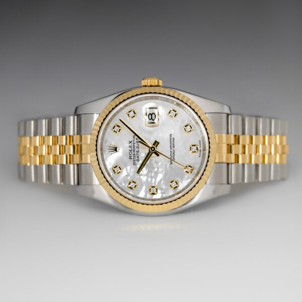 Rolex Datejust White MOP DIA Dial FLuted Jubilee YG/SS 36