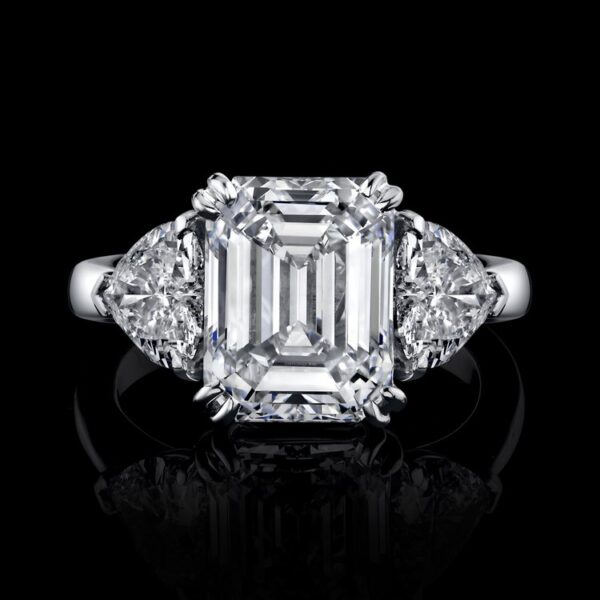 4.04CT EMERALD CUT - F - VS2 NATURAL DIAMOND RING - Style #R9085