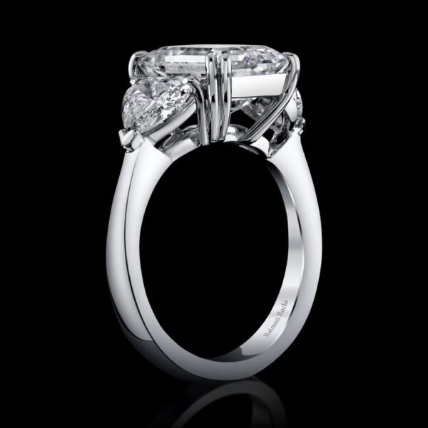 4.04CT EMERALD CUT - F - VS2 NATURAL DIAMOND RING - Style #R9085 - Image 2