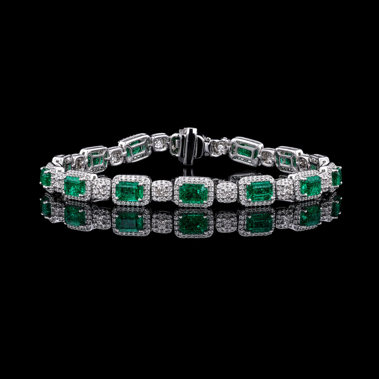 8.35CTTW EMERALD & DIAMOND BRACELET - Style #BR49001