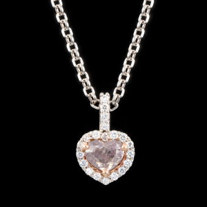 FANCY GRAY-PURPLE DIAMOND HEART PENDANT NECKLACE - #B3019