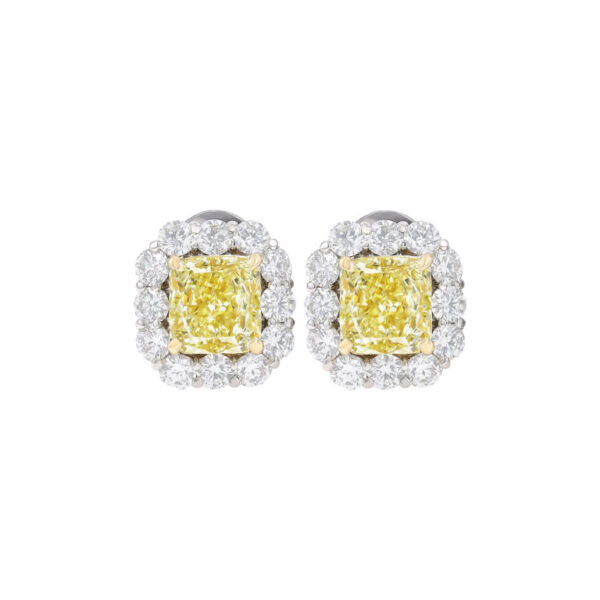 6.98CTTW Natural Fancy Light Yellow Diamond Earrings - ER46695 - Image 2