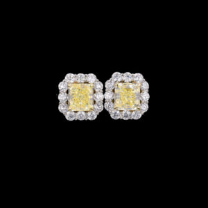 6.98CTTW Natural Fancy Light Yellow Diamond Earrings - ER46695