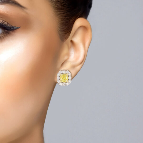 6.98CTTW Natural Fancy Light Yellow Diamond Earrings - ER46695 - Image 3