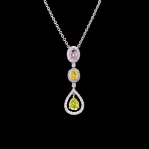2.22CTTW Multi Color Natural Diamond Drop Necklace - NK35406