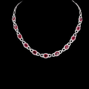 16.05CTTW Natural Colorless Diamond and Ruby Necklace - NK44194