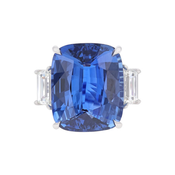 30.21CT Cushion Cut Madagascar Sapphire and Diamond Ring - RG46376 - Image 4