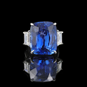 30.21CT Cushion Cut Madagascar Sapphire and Diamond Ring - RG46376