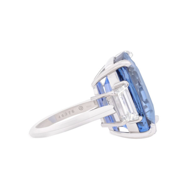 30.21CT Cushion Cut Madagascar Sapphire and Diamond Ring - RG46376 - Image 3