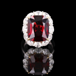 10.14CT Cushion Cut Burma "No Heat" Red Spinel and Diamond Ring - RG47705