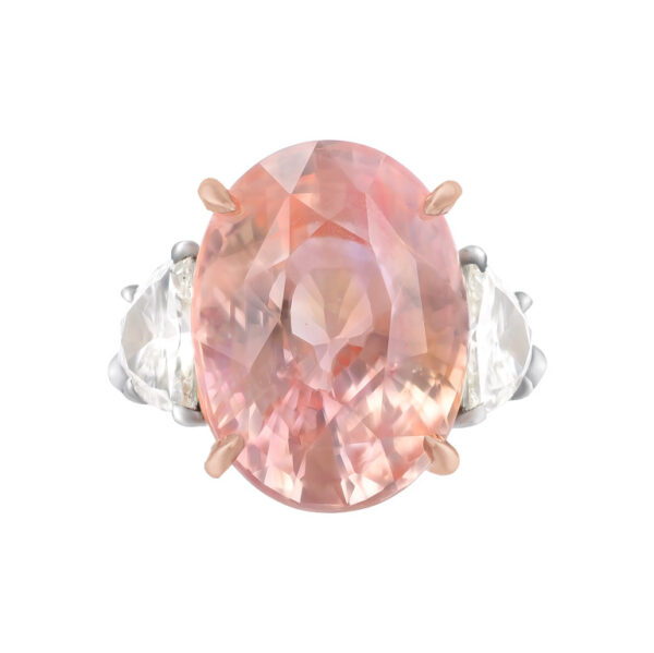 13.64CT "No Heat" Padparadscha Sapphire and Diamond Ring - RG47793 - Image 3