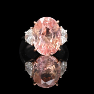13.64CT "No Heat" Padparadscha Sapphire and Diamond Ring - RG47793