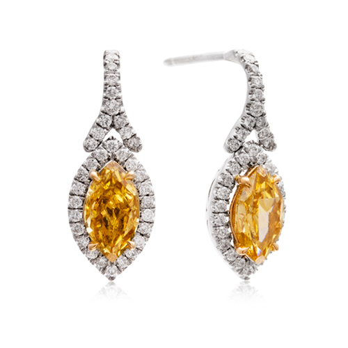 Gorgeous Yellow Marquise Diamond Earrings with White Diamond Sid Gorgeous Yellow Marquise Diamond Earrings with White Diamond Sid