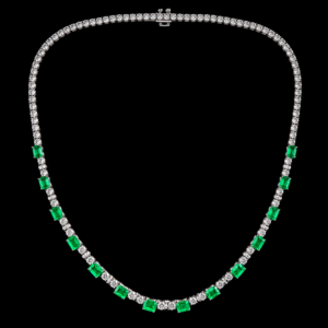 19.47CTTW EMERALD AND DIAMOND NECKLACE STYLE#RWEN947
