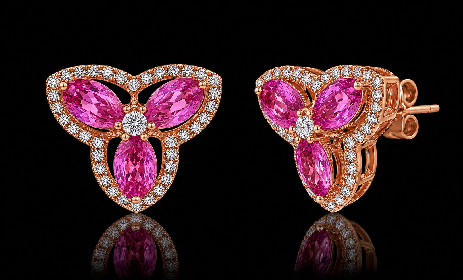 3.20CTTW Pink Sapphire Earrings – #PC-E1127A